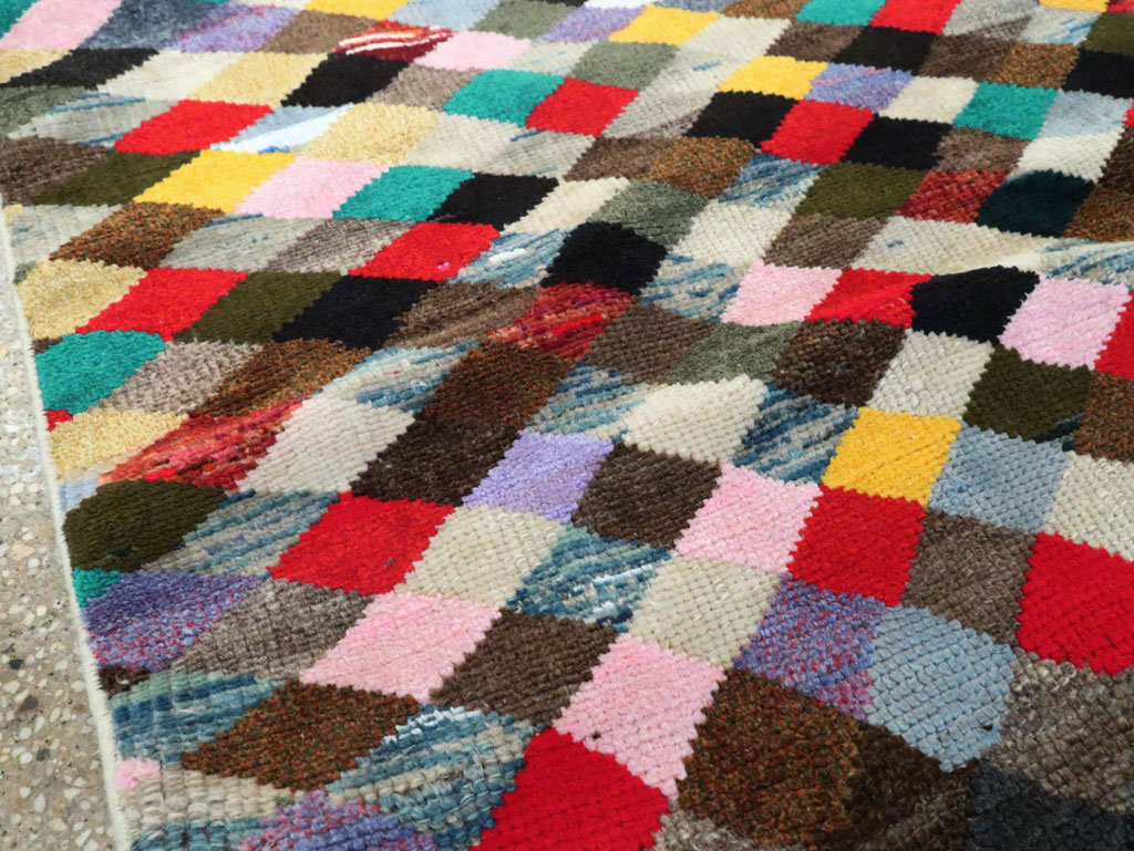 Vintage Persian Art Deco Style Shiraz Throw Rug, No.27387 - Gsblank