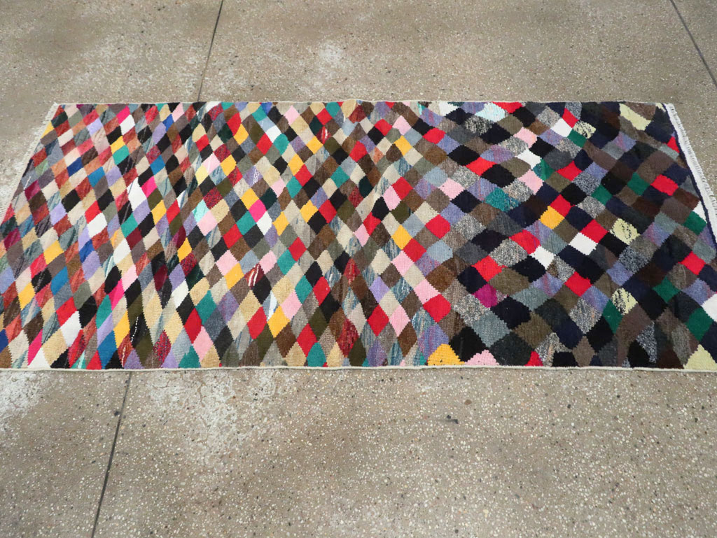 Vintage Persian Art Deco Style Shiraz Throw Rug, No.27387 - Gsblank