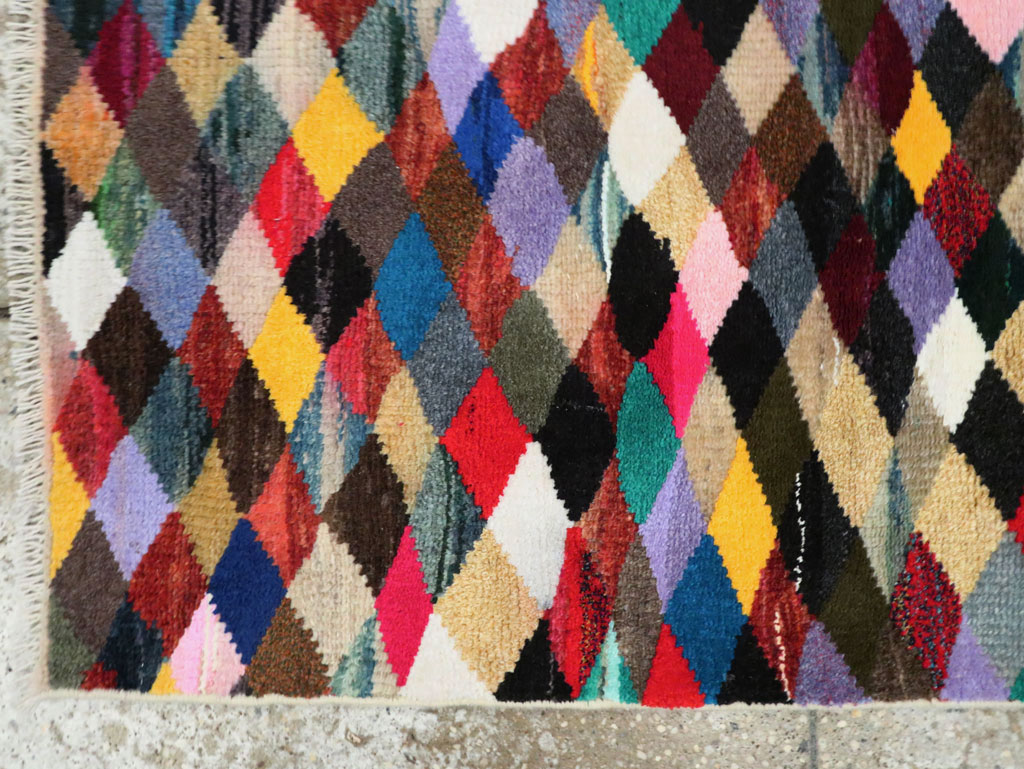 Vintage Persian Art Deco Style Shiraz Throw Rug, No.27387 - Gsblank