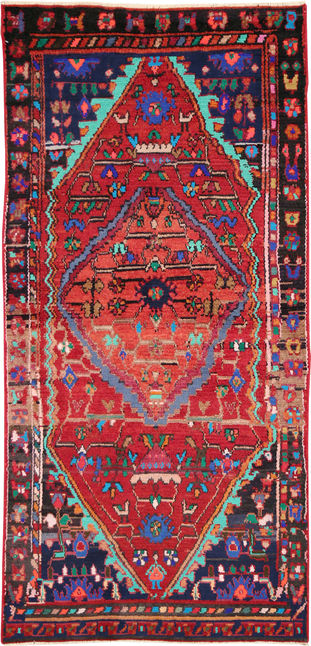 Vintage Persian Hamadan Throw Rug, No.27390 - Gsblank