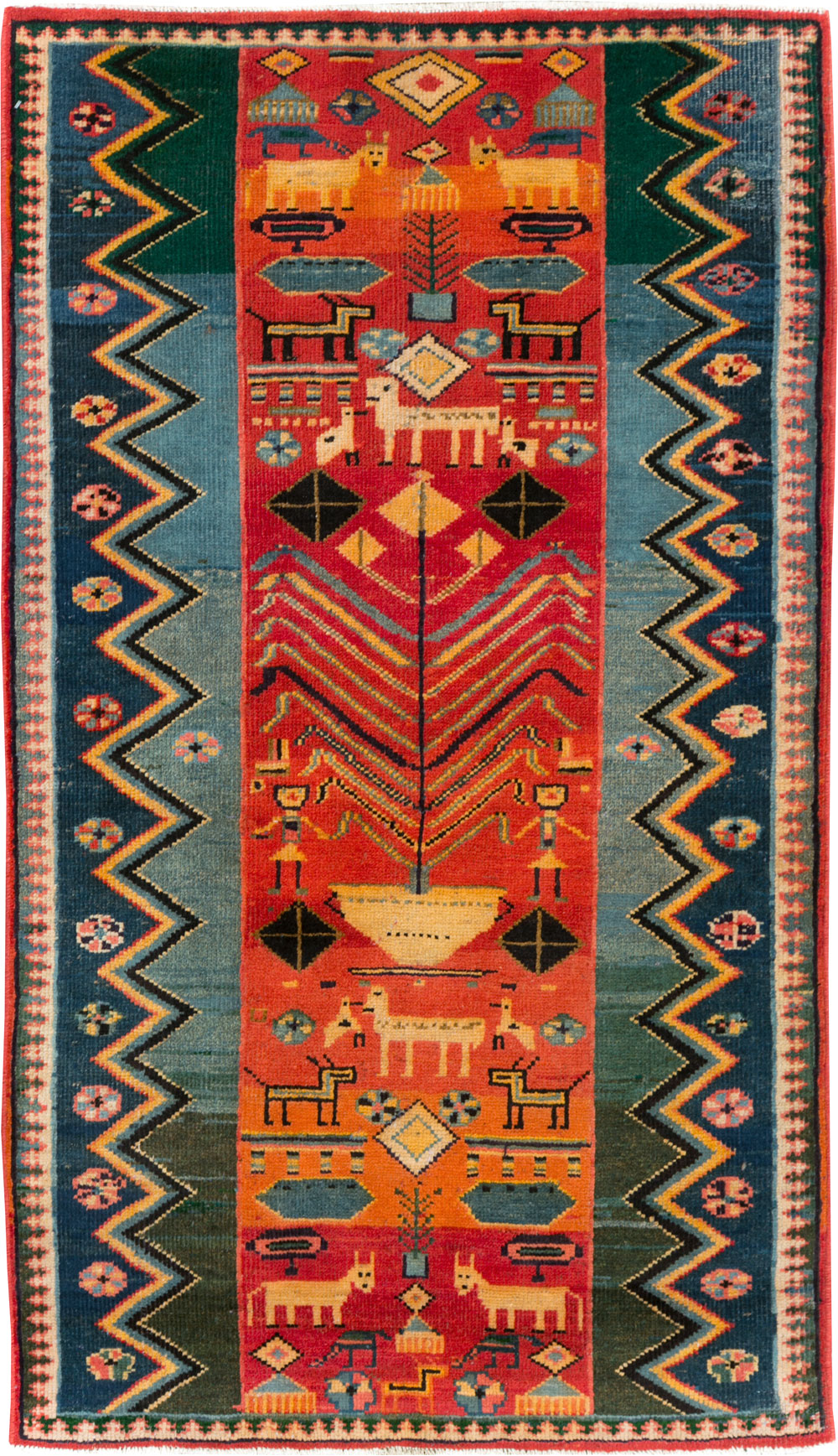 Vintage Persian Pictorial Mahal Rug, No.27431 - Gsblank
