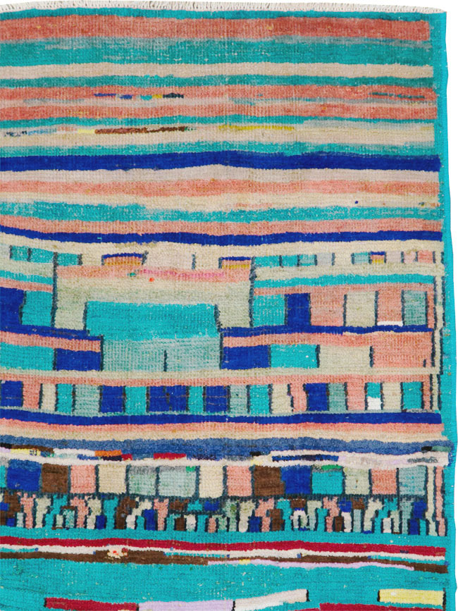 Vintage Persian Mahal Throw Rug, No.27433 - Gsblank