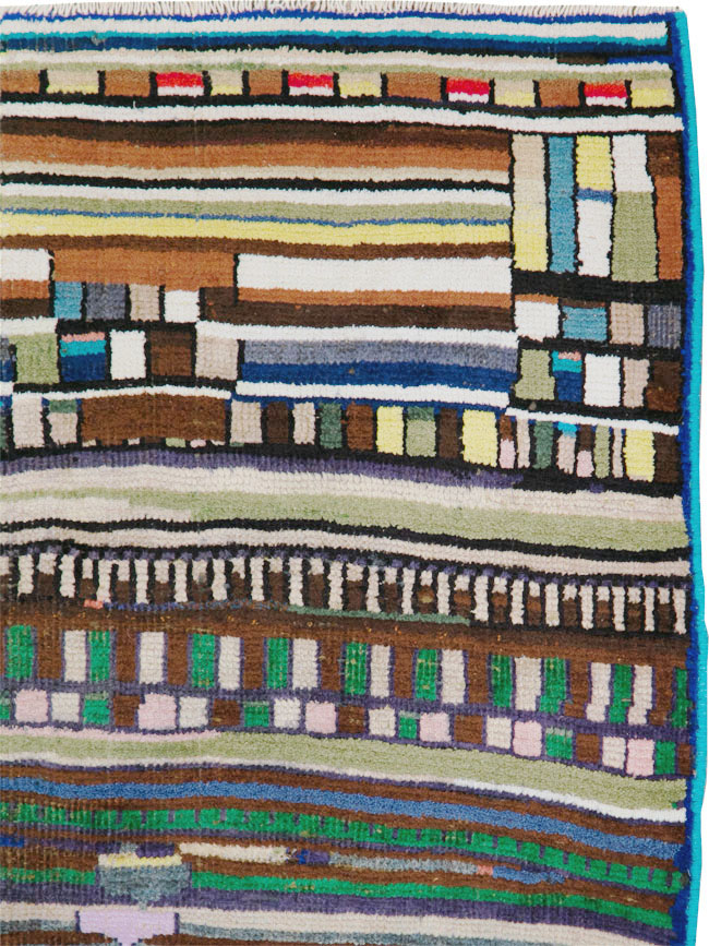 Vintage Persian Mahal Throw Rug, No.27433 - Gsblank