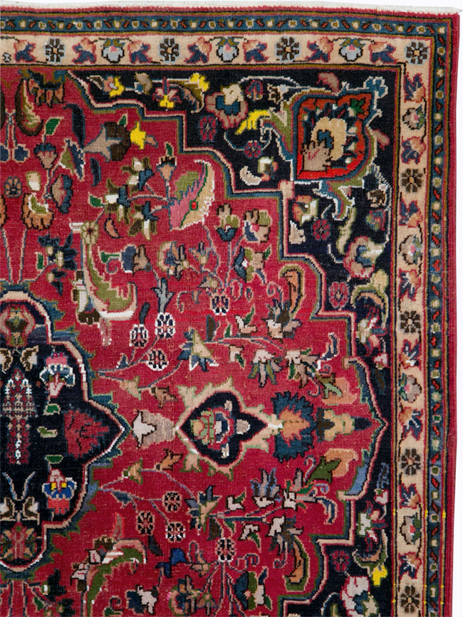 Vintage Persian Mashad Accent Rug, No.27448 - Gsblank