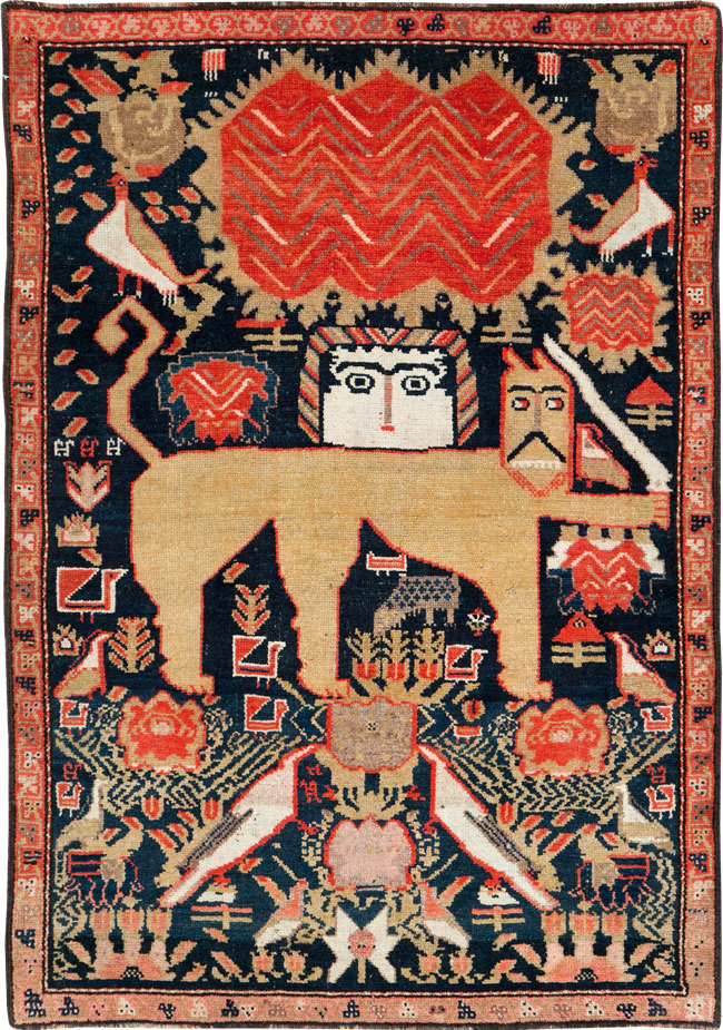 Antique Persian Kurdish Pictorial Rug, No.27469 - Gsblank