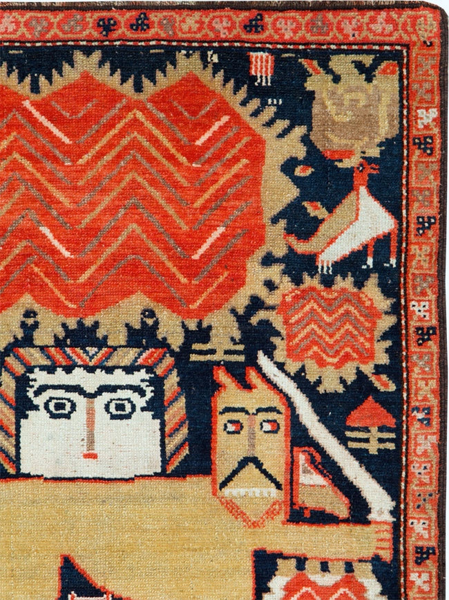 Antique Persian Kurdish Pictorial Rug, No.27469 - Gsblank