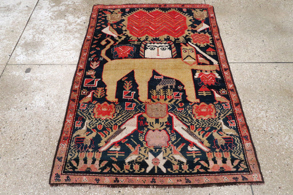 Antique Persian Kurdish Pictorial Rug, No.27469 - Gsblank