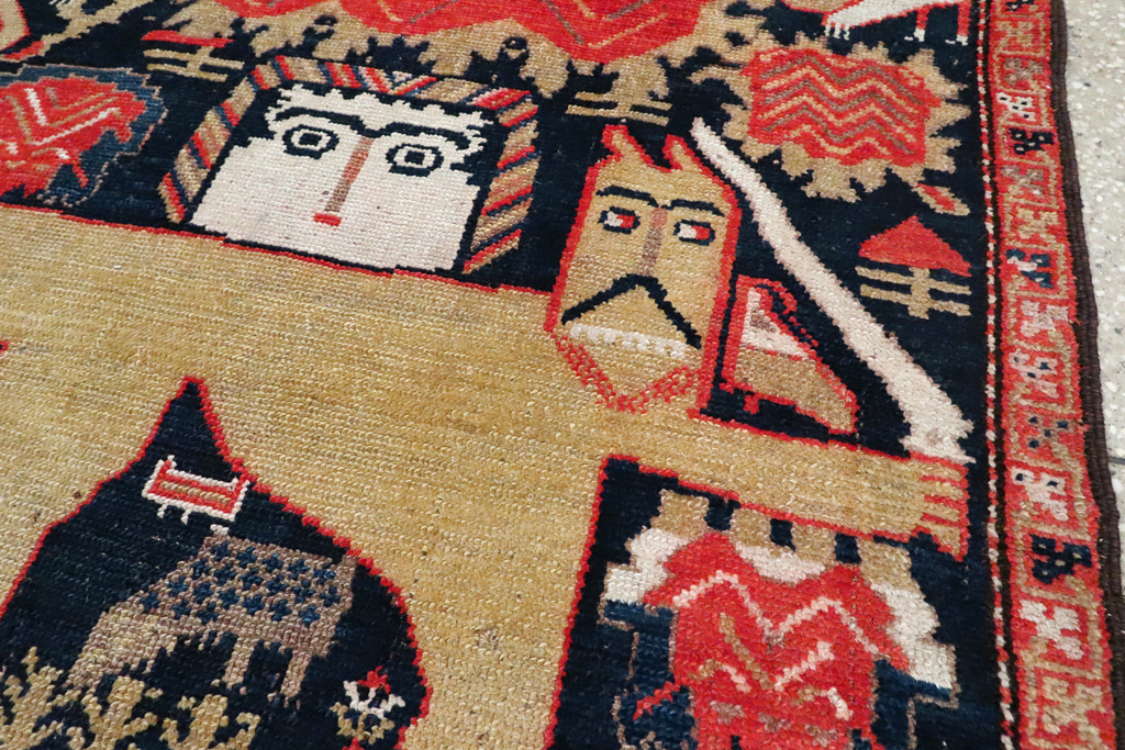 Antique Persian Kurdish Pictorial Rug, No.27469 - Gsblank