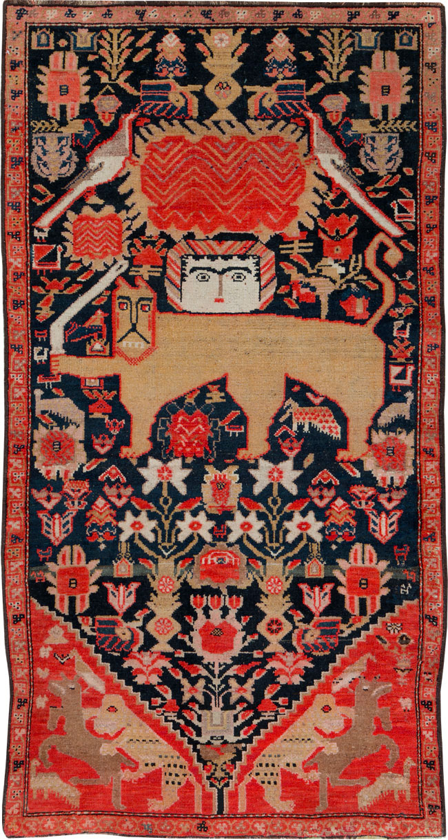 Antique Persian Kurdish Pictorial Rug, No.27470 - Gsblank