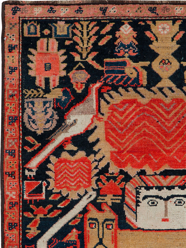Antique Persian Kurdish Pictorial Rug, No.27470 - Gsblank