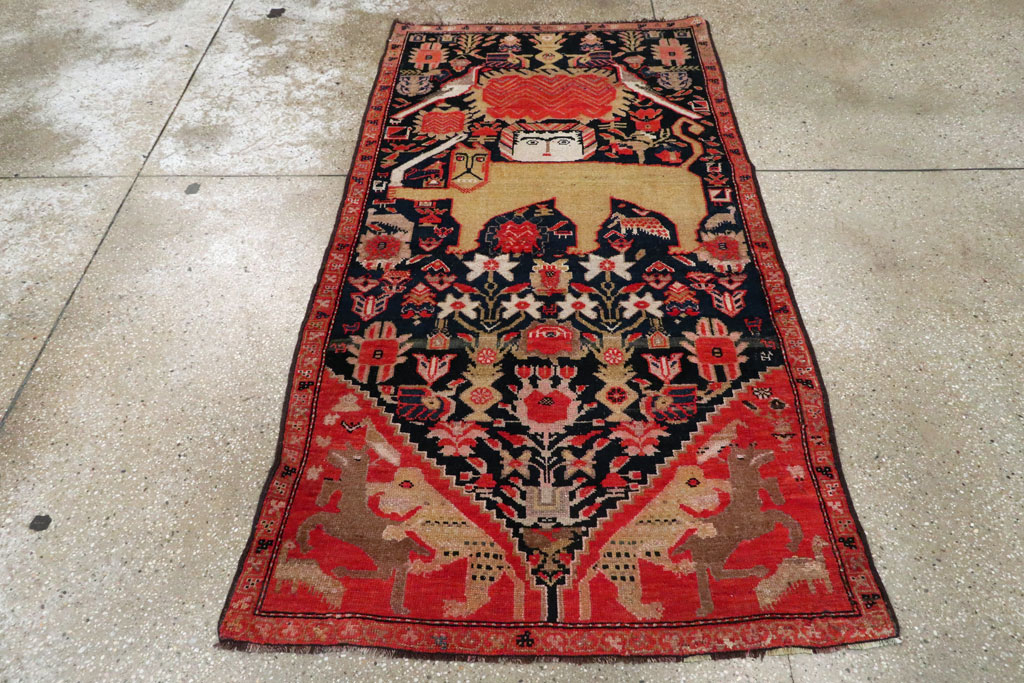 Antique Persian Kurdish Pictorial Rug, No.27470 - Gsblank