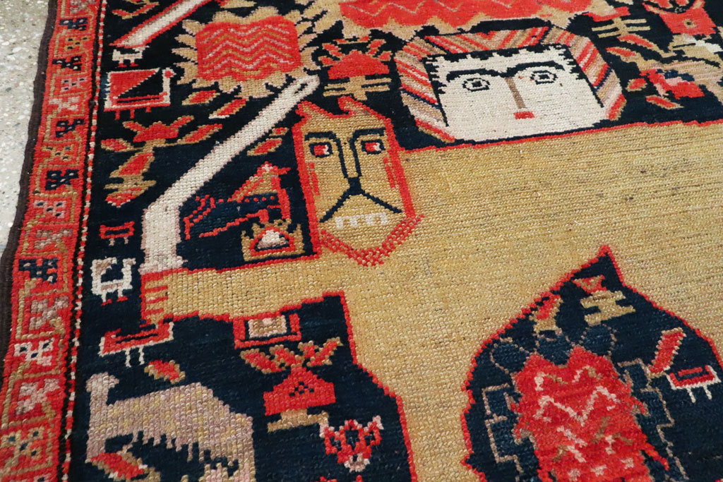 Antique Persian Kurdish Pictorial Rug, No.27470 - Gsblank