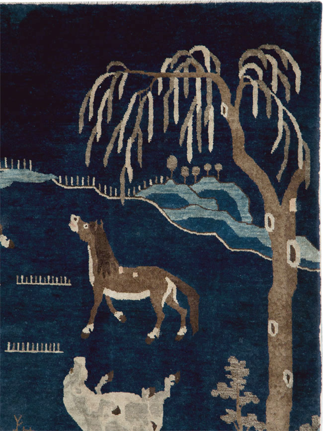 Vintage Chinese Pictorial Accent Rug, No.27477 - Gsblank