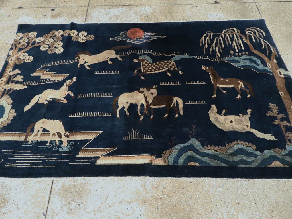 Vintage Chinese Pictorial Accent Rug, No.27477 - Gsblank