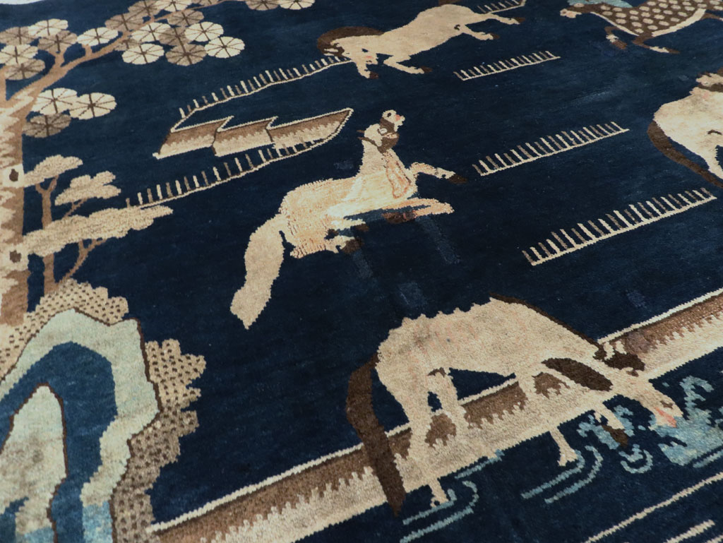 Vintage Chinese Pictorial Accent Rug, No.27477 - Gsblank