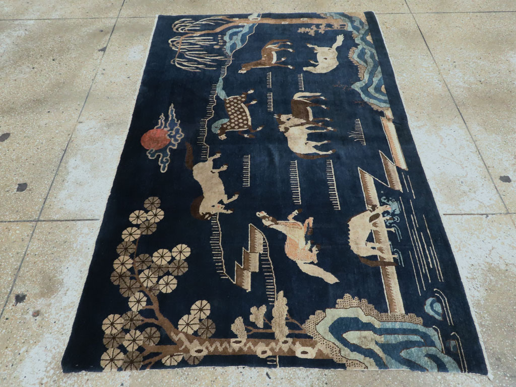 Vintage Chinese Pictorial Accent Rug, No.27477 - Gsblank