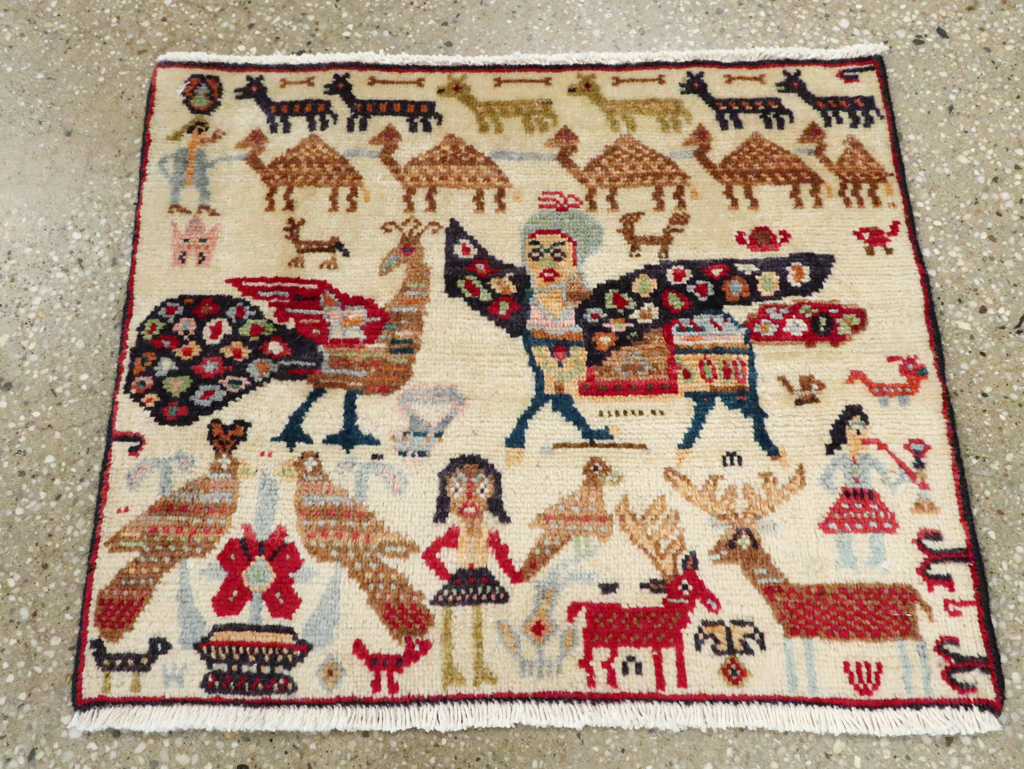 Vintage Persian Baluch Pictorial Rug (Pair: 1 of 2), No.27488 - Gsblank