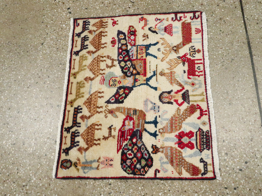 Vintage Persian Baluch Pictorial Rug (Pair: 1 of 2), No.27488 - Gsblank