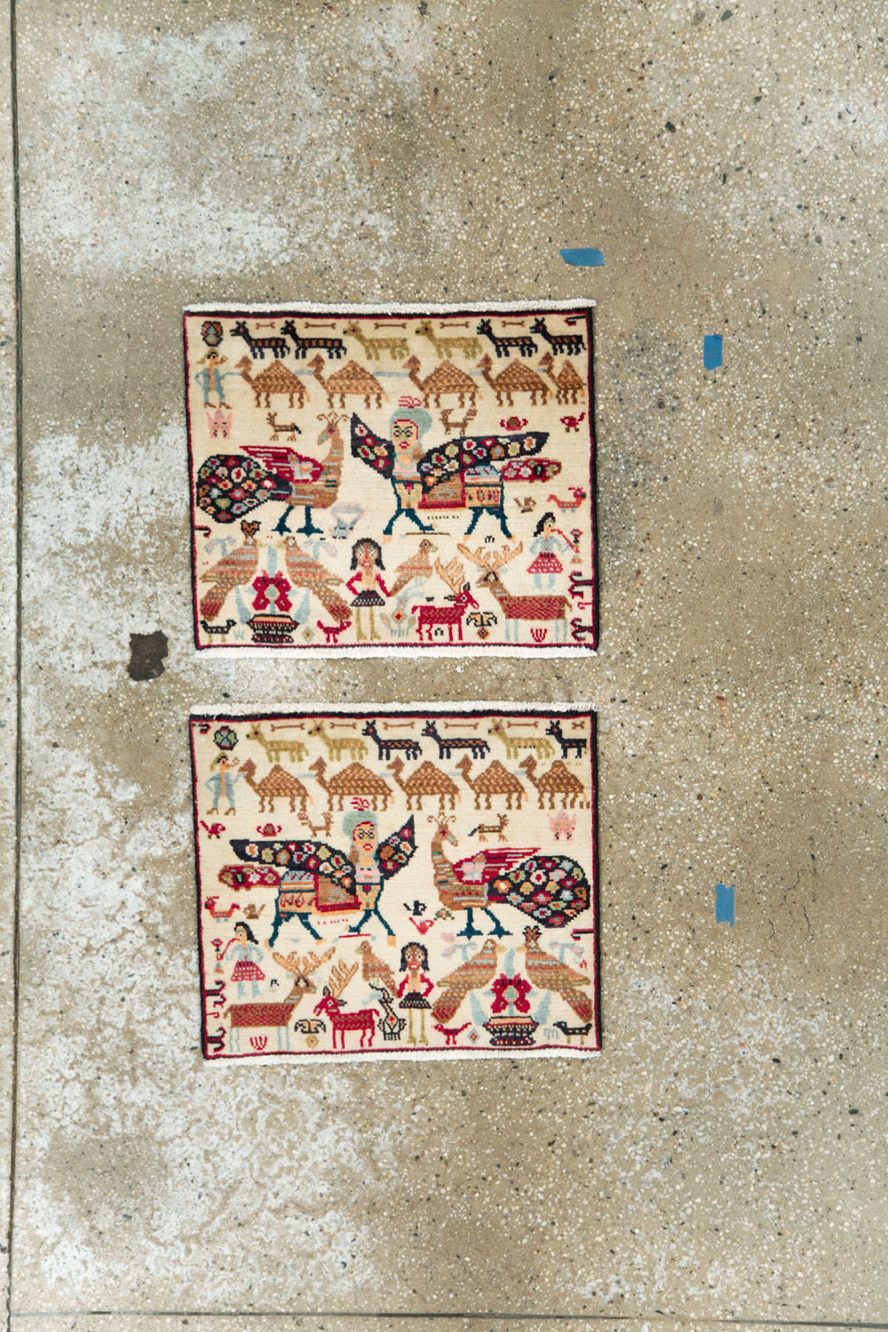 Vintage Persian Baluch Pictorial Rug (Pair: 1 of 2), No.27488 - Gsblank