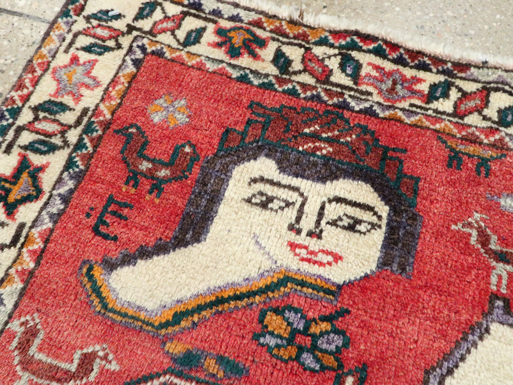 Vintage Persian Hamadan Pictorial Throw Rug (Pair: 2 of 2), No.27490 - Gsblank