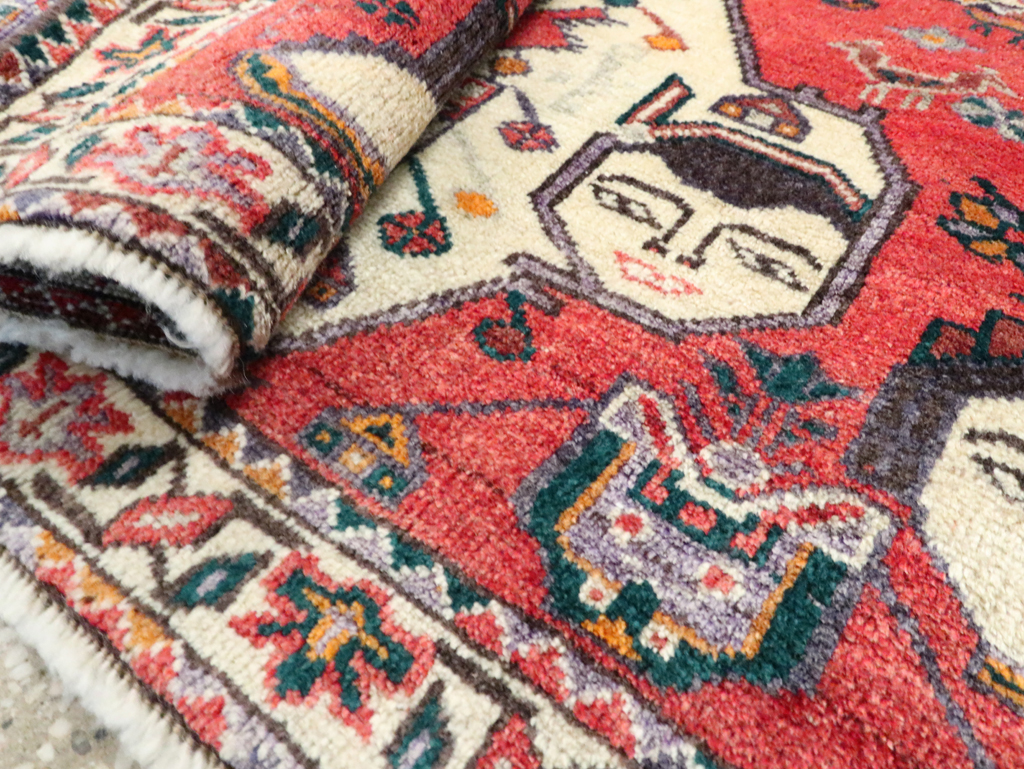 Vintage Persian Hamadan Pictorial Throw Rug (Pair: 2 of 2), No.27490 - Gsblank