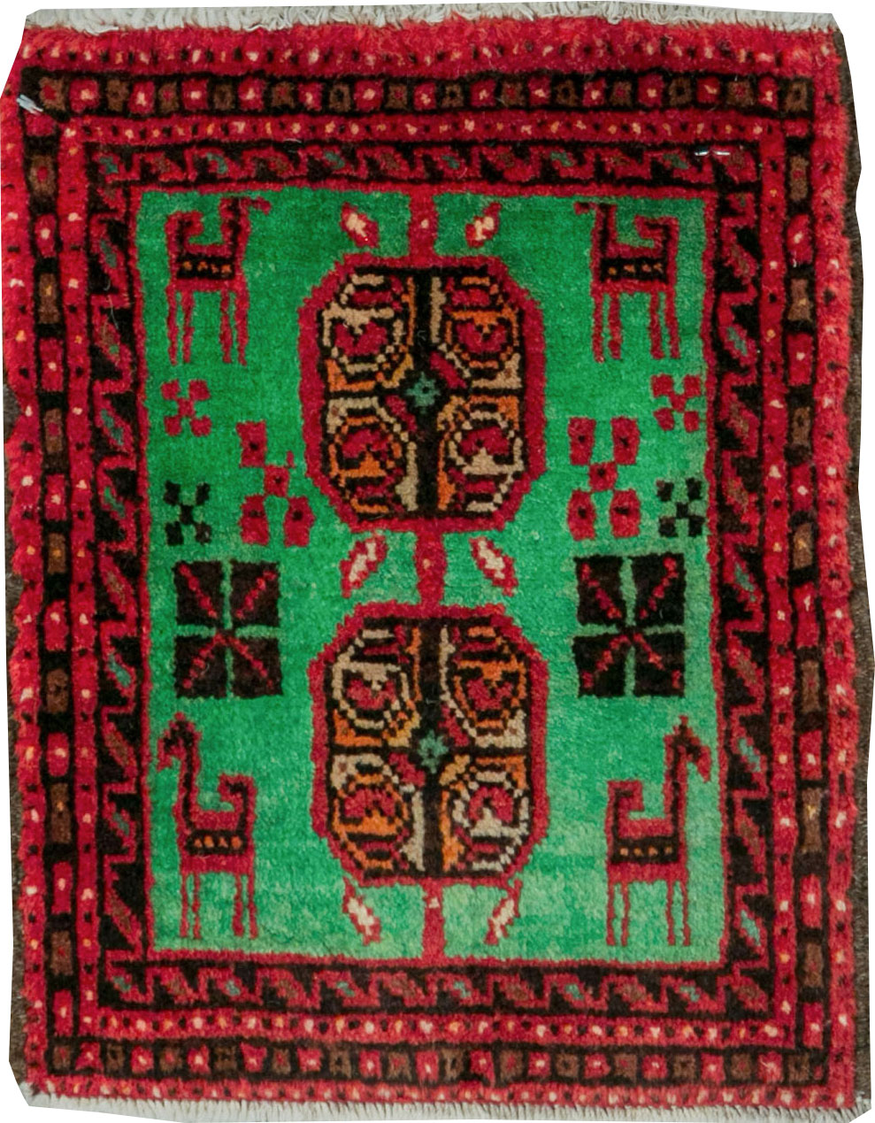 Vintage Persian Baluch Tribal Throw Rug (Pair: 2 of 4), No.27493 - Gsblank