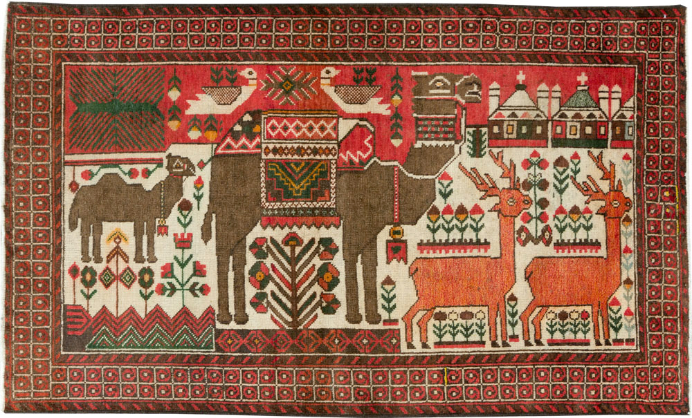 Vintage Persian Pictorial Baluch Rug, No.27500 - Gsblank