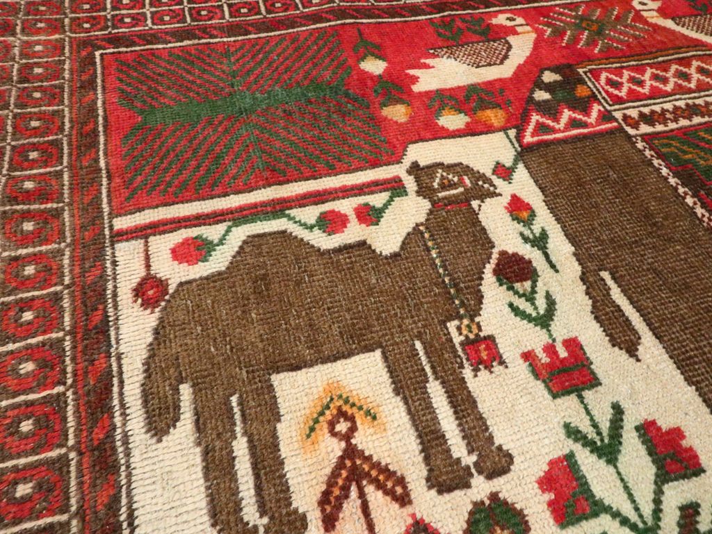 Vintage Persian Pictorial Baluch Rug, No.27500 - Gsblank