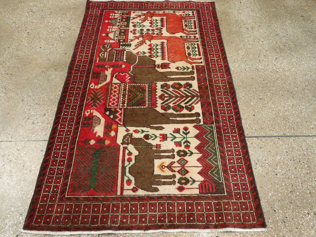 Vintage Persian Pictorial Baluch Rug, No.27500 - Gsblank