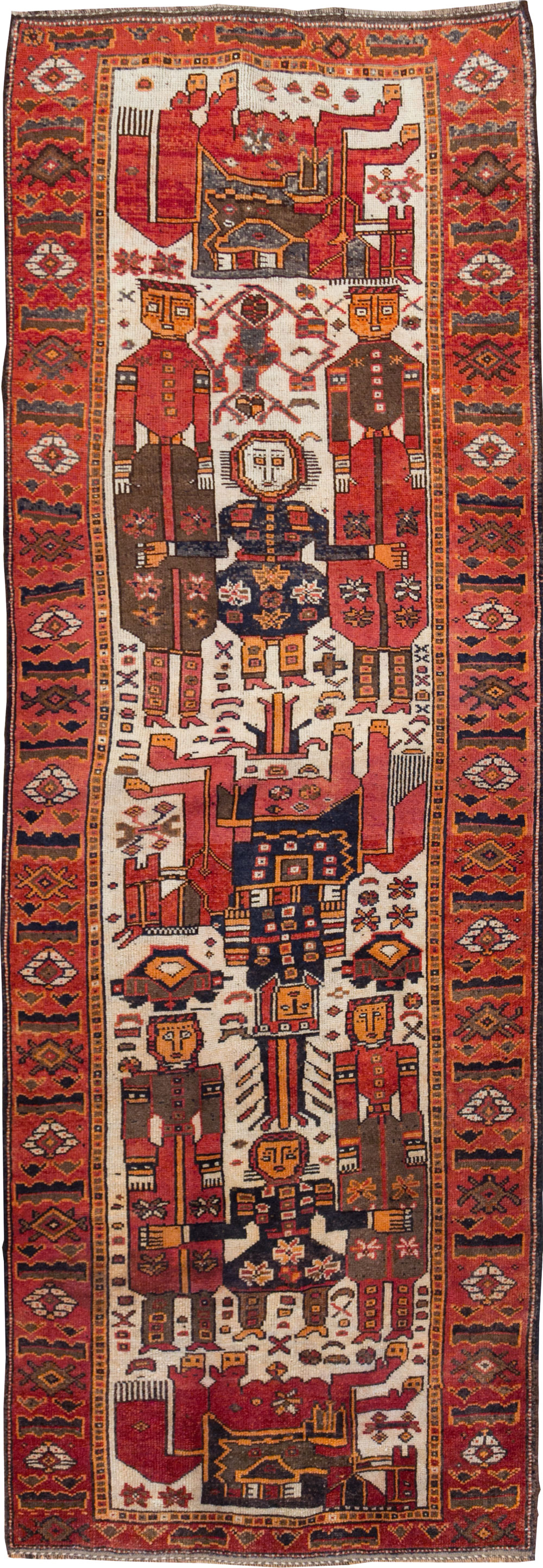 Vintage  Persian Bakhtiari Pictorial Carpet, No.27502 - Gsblank