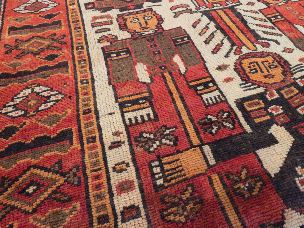Vintage  Persian Bakhtiari Pictorial Carpet, No.27502 - Gsblank