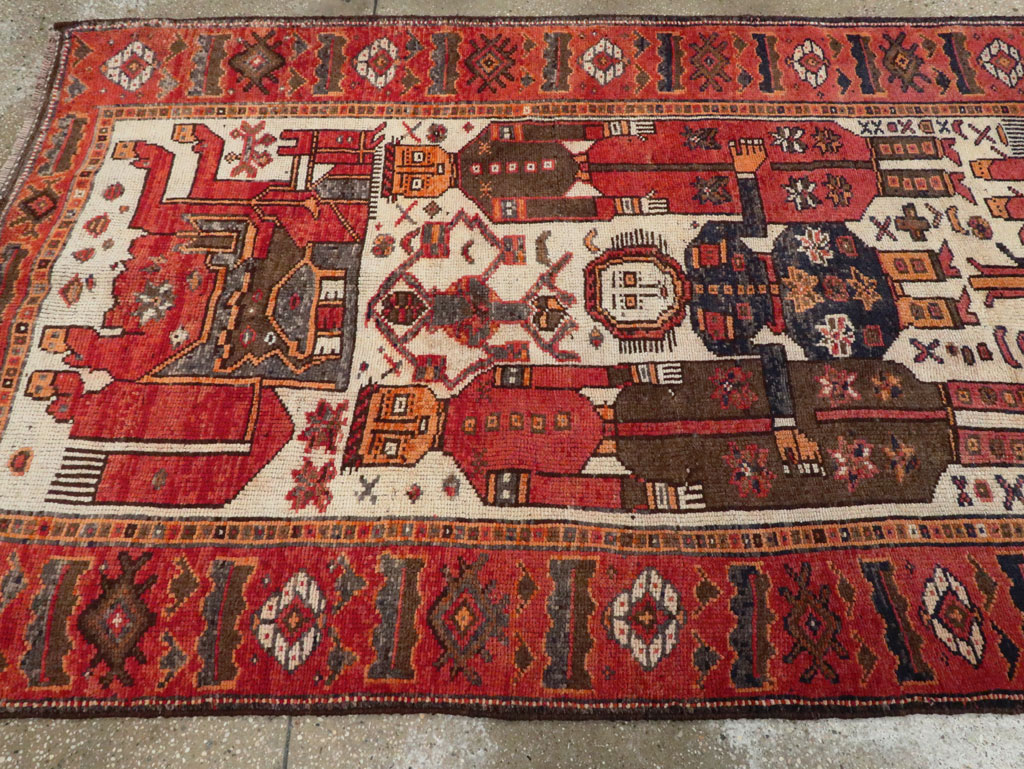 Vintage  Persian Bakhtiari Pictorial Carpet, No.27502 - Gsblank