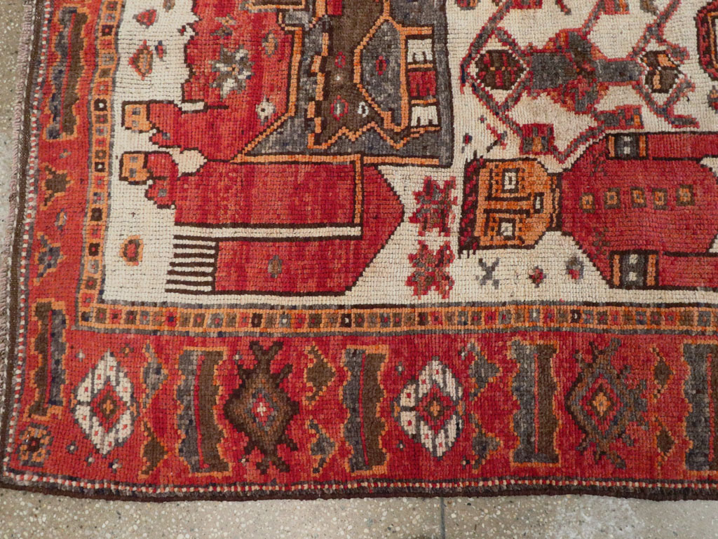 Vintage  Persian Bakhtiari Pictorial Carpet, No.27502 - Gsblank