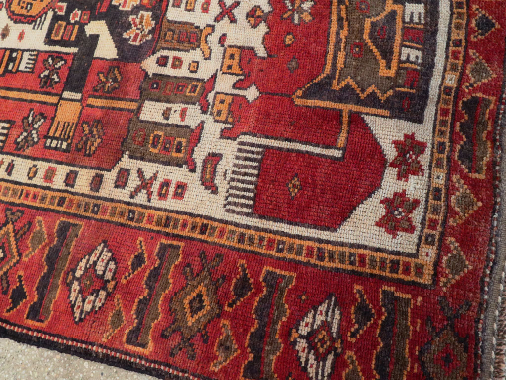 Vintage  Persian Bakhtiari Pictorial Carpet, No.27502 - Gsblank