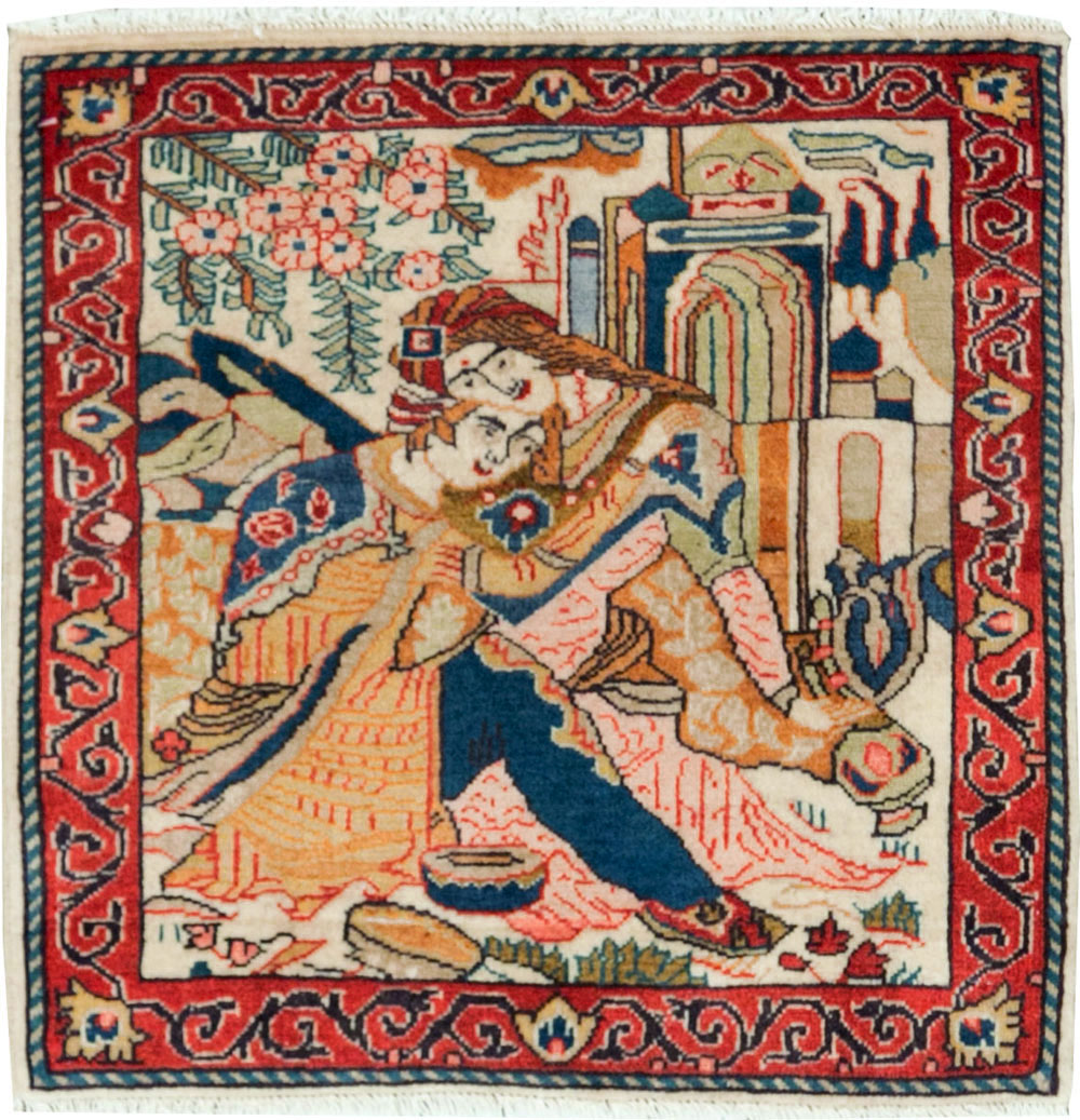 Vintage Persian Tabriz Pictorial Rug (Pair: 1 of 2), No.27505 - Gsblank