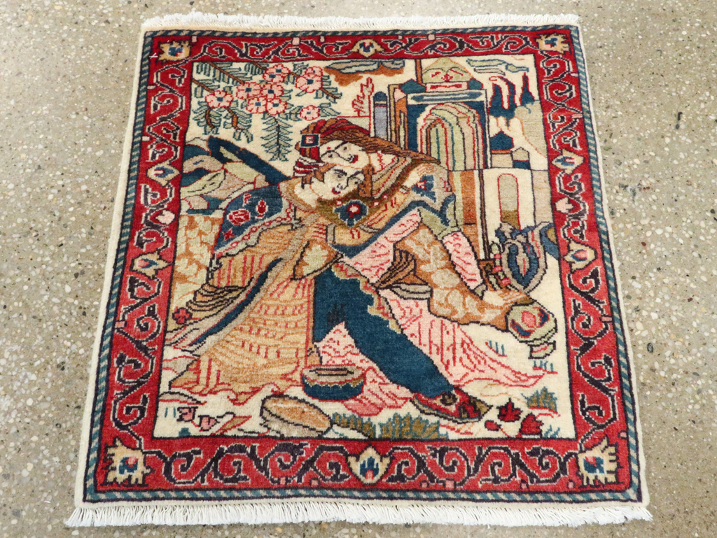 Vintage Persian Tabriz Pictorial Rug (Pair: 1 of 2), No.27505 - Gsblank