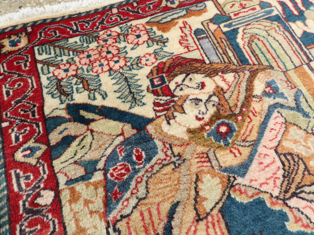 Vintage Persian Tabriz Pictorial Rug (Pair: 1 of 2), No.27505 - Gsblank