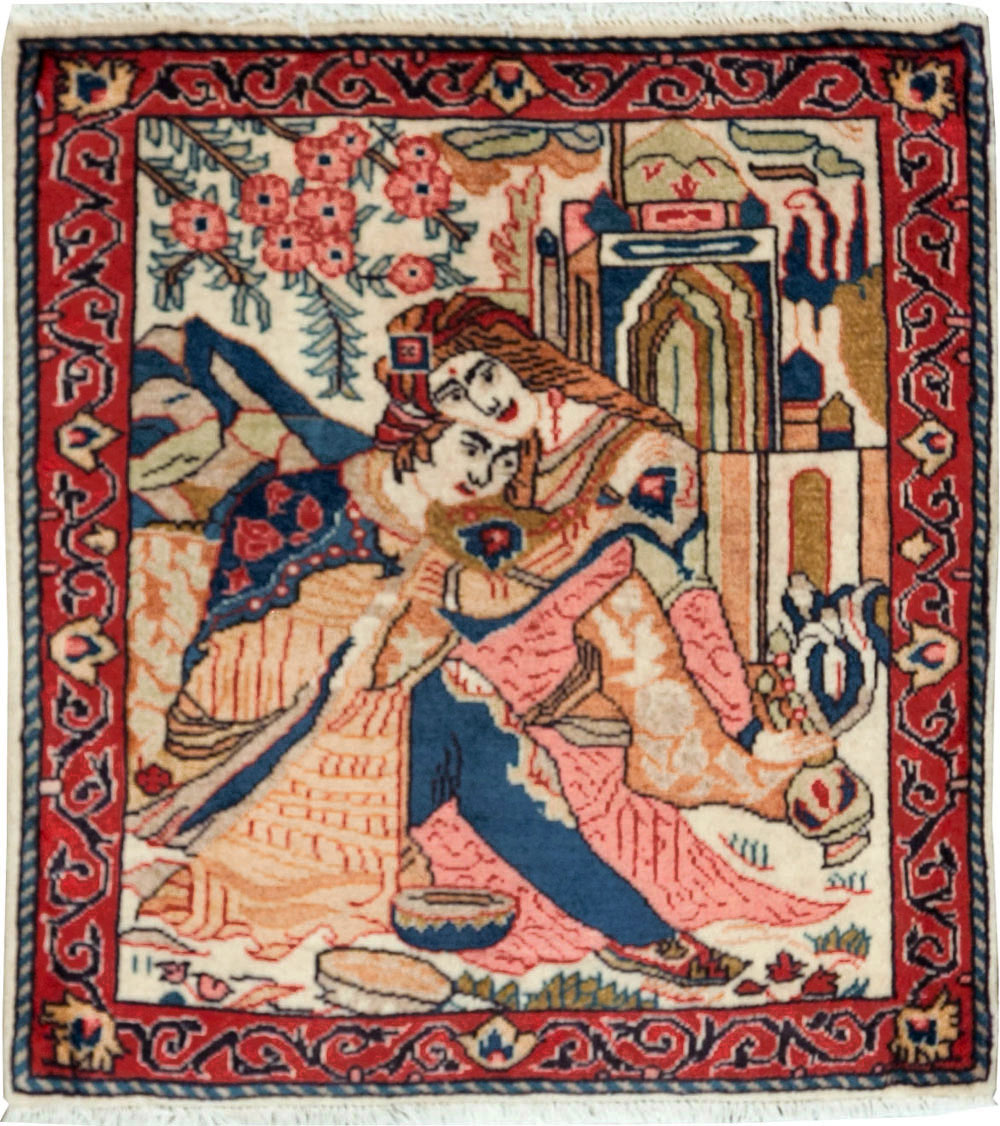 Vintage Persian Tabriz Pictorial Rug (Pair: 2 of 2), No.27506 - Gsblank