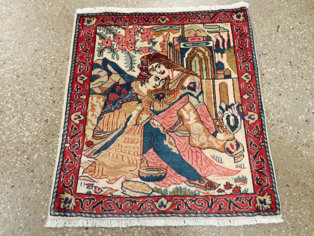 Vintage Persian Tabriz Pictorial Rug (Pair: 2 of 2), No.27506 - Gsblank