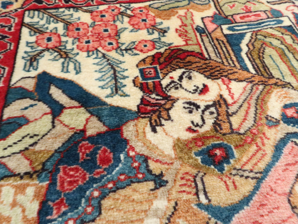 Vintage Persian Tabriz Pictorial Rug (Pair: 2 of 2), No.27506 - Gsblank