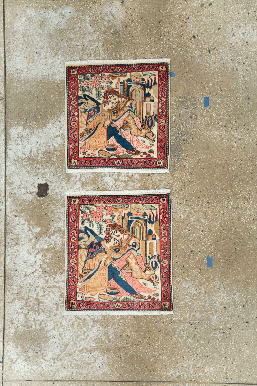 Vintage Persian Tabriz Pictorial Rug (Pair: 2 of 2), No.27506 - Gsblank