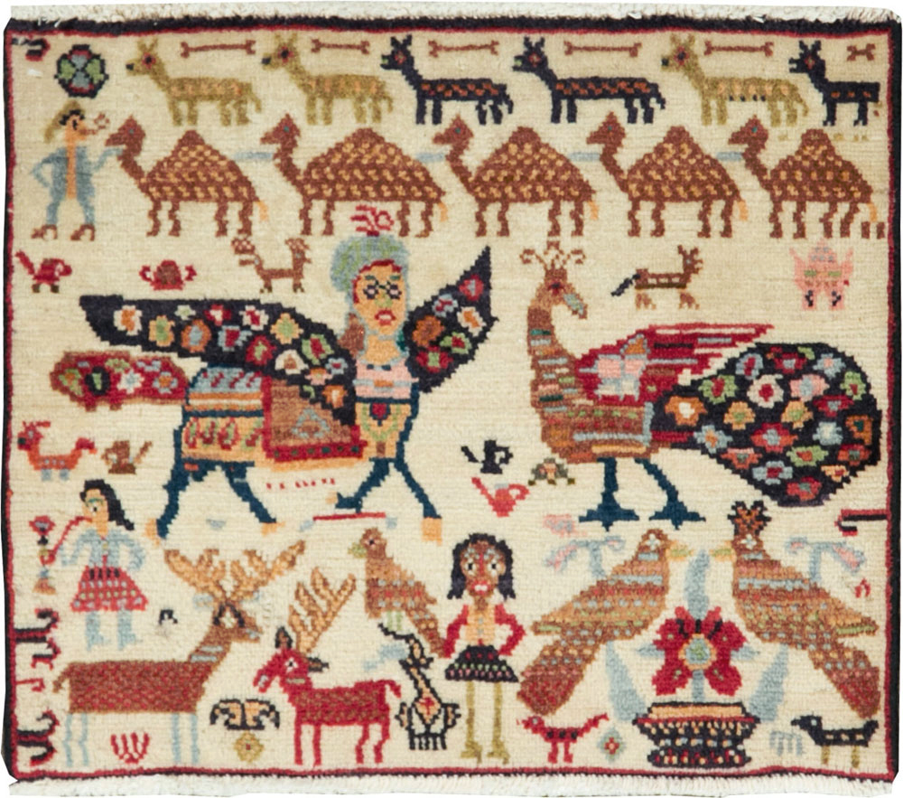 Vintage Persian Baluch Pictorial Rug (Pair: 2 of 2), No.27522 - Gsblank