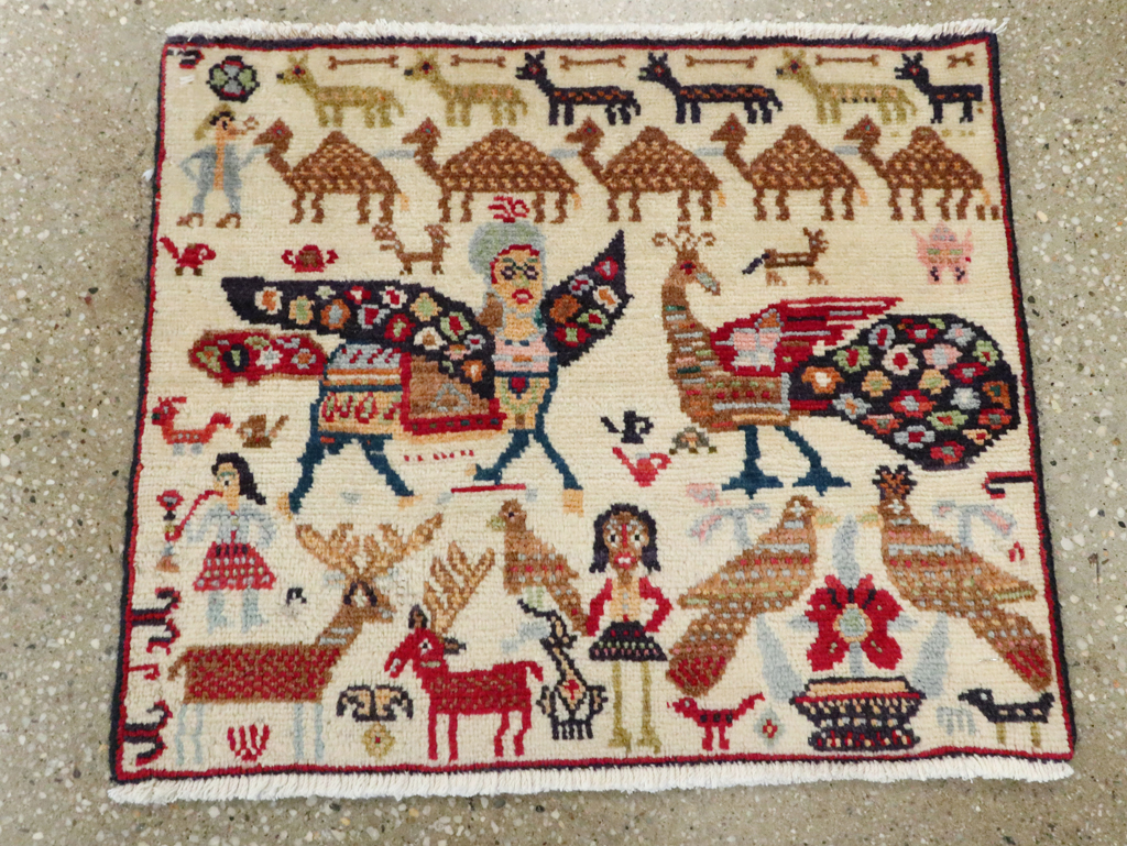 Vintage Persian Baluch Pictorial Rug (Pair: 2 of 2), No.27522 - Gsblank