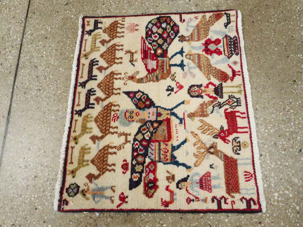 Vintage Persian Baluch Pictorial Rug (Pair: 2 of 2), No.27522 - Gsblank