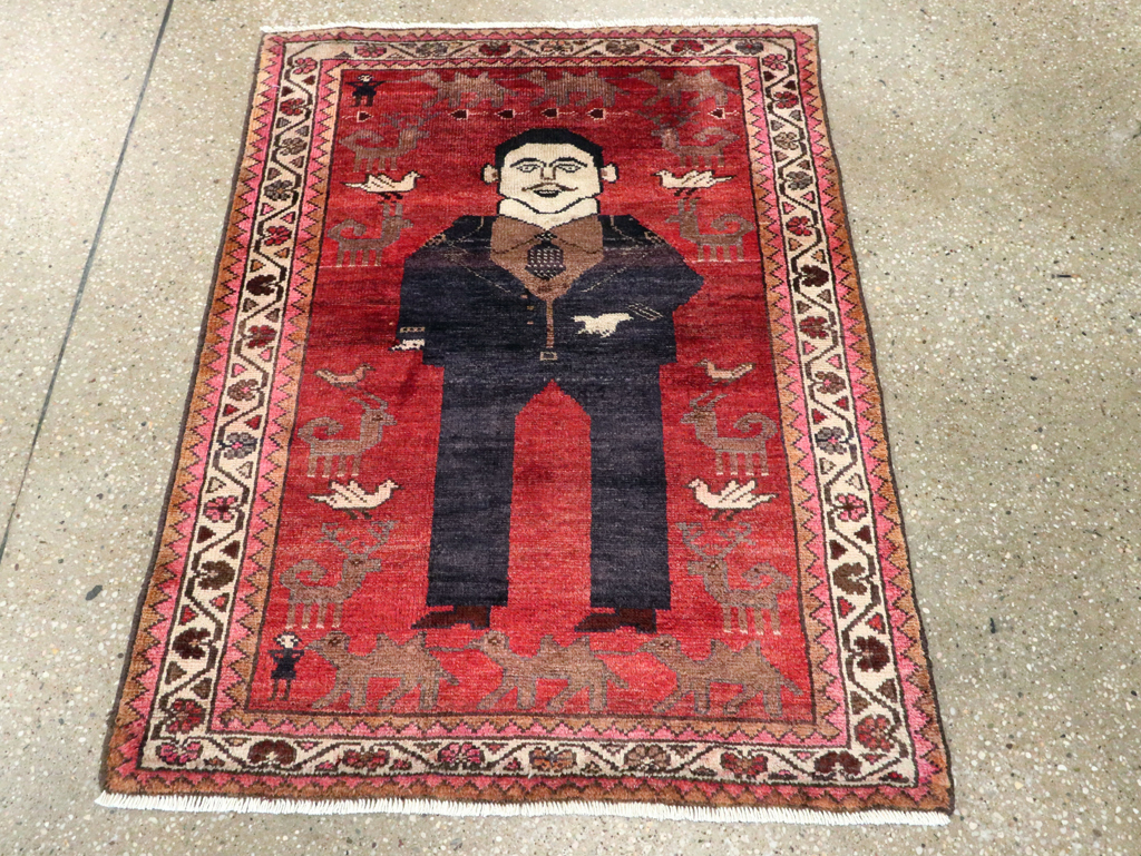 Vintage Persian Hamadan Pictorial Rug, No.27523 - Gsblank