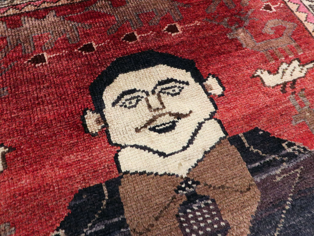 Vintage Persian Hamadan Pictorial Rug, No.27523 - Gsblank