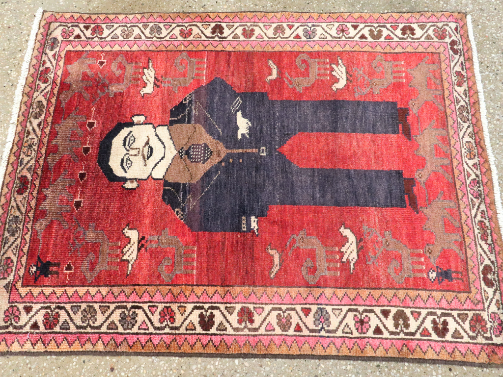 Vintage Persian Hamadan Pictorial Rug, No.27523 - Gsblank