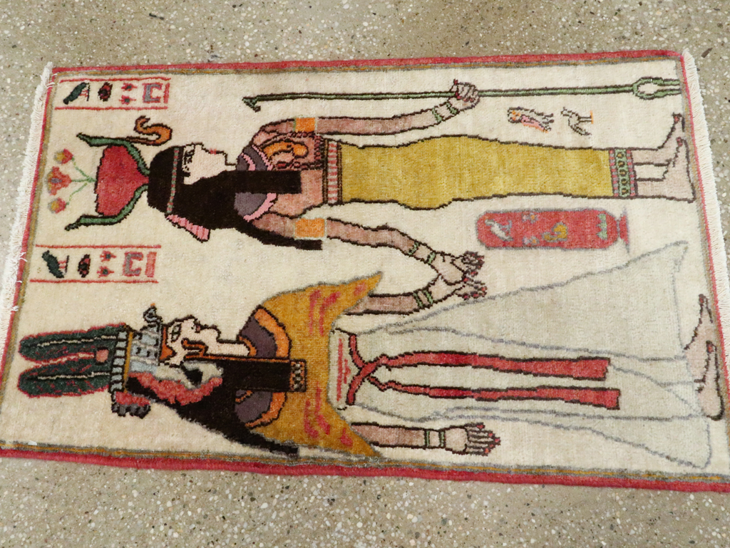 Vintage Persian Tabriz Pictorial Rug, No.27526 - Gsblank