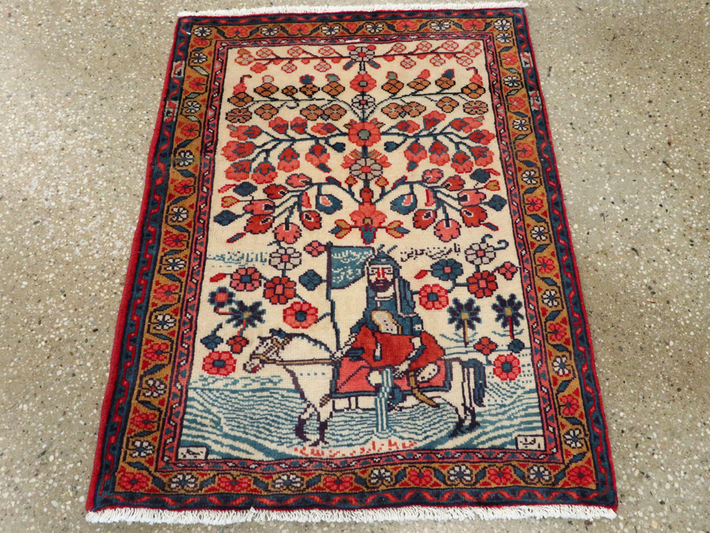 Vintage Persian Pictorial Hamadan Rug, No.27534 - Gsblank