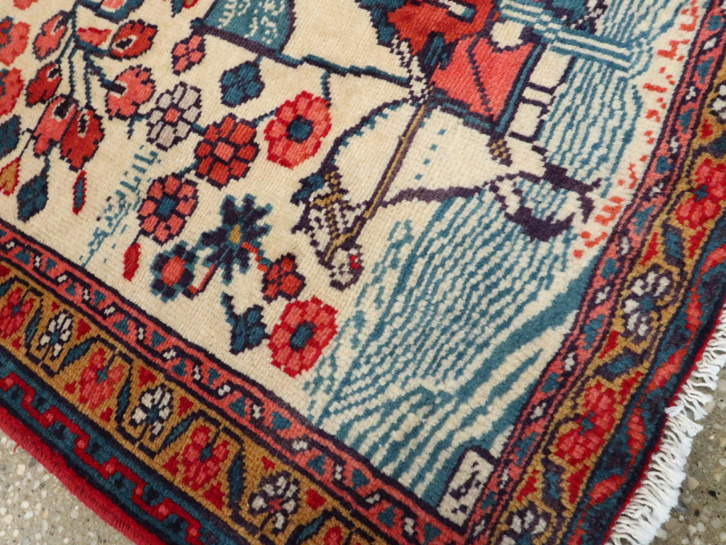 Vintage Persian Pictorial Hamadan Rug, No.27534 - Gsblank